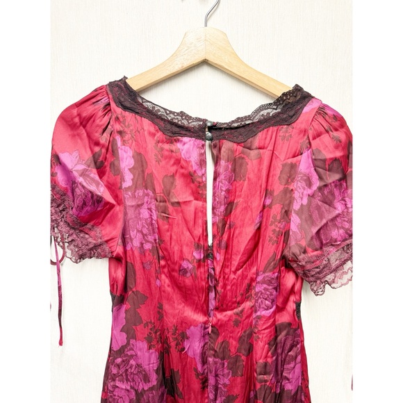 NWOT Free People Jos Floral Mini Dress Berry Combo, Size Small - Picture 12 of 13